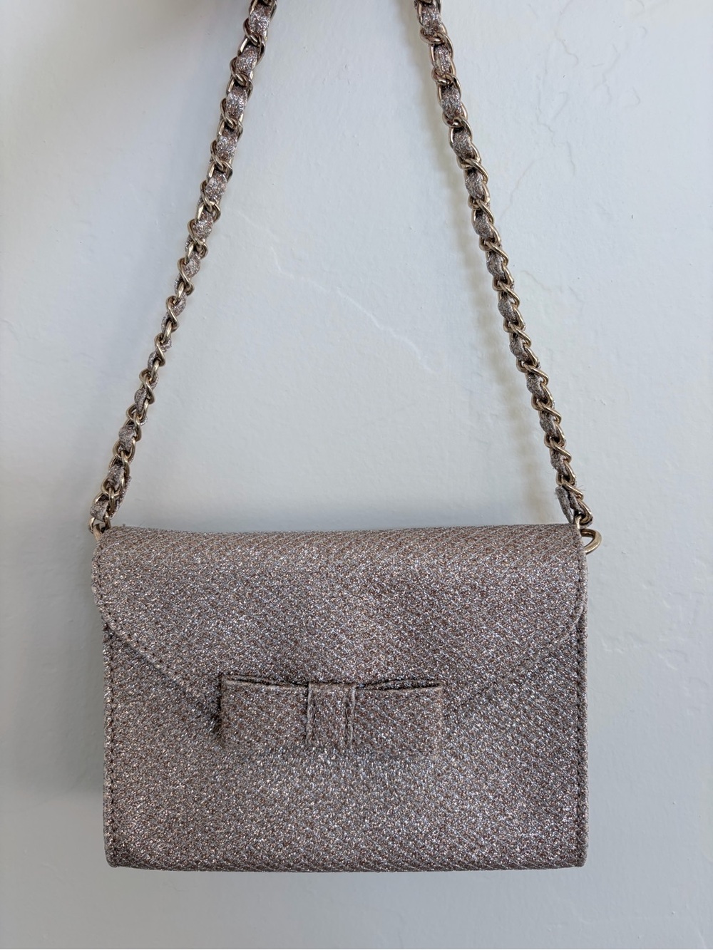 Janie and Jack Gold Shimmer Bow Bag
